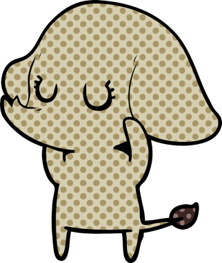 Bir insan tarafından çizilmiş orijinal, şirin bir fil.