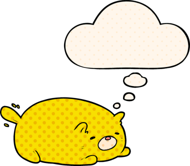 Çizgi roman tarzında düşünce balonu olan orijinal çizgi film kedisi.