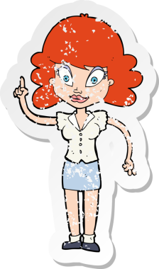 Orijinal gerilim dolu karikatür etiketli mutlu kadın fikri