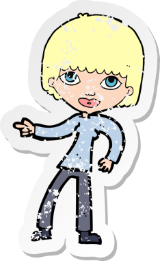 Çizgi film karakterinin gerilmiş orijinal çıkartması.