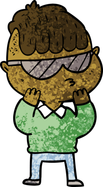 Orijinal çizgi film çocuğu güneş gözlüğü takıyor.