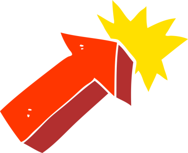 Oku işaret eden sembolün orijinal düz renk çizimi