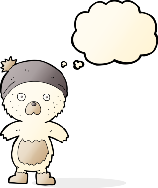 Düşünce baloncuklu orijinal şirin oyuncak ayı.