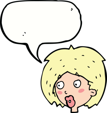 Orijinal karikatür kadını konuşma balonuyla arıyor.