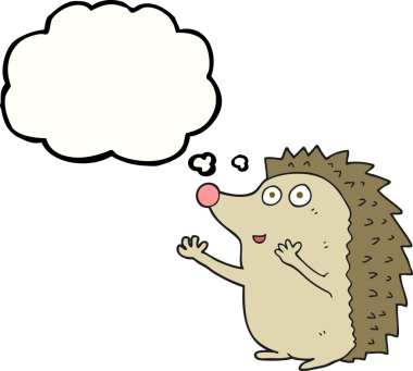 Orijinal serbest çizim düşünce balonu çizgi filmi şirin kirpi