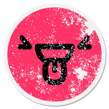 Orijinal gülen kötü suratlı dairesel etiket