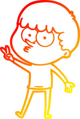 Orijinal, sıcak, çizgi film karakteri. Dans eden meraklı çocuk.