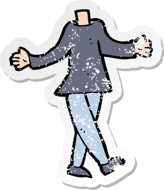 Çizgi film kadın vücudunun orijinal gerilimli çıkartması.