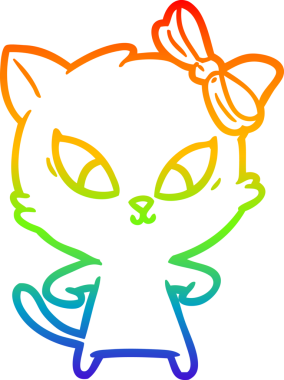 Orijinal gökkuşağı gradyanı çizgi film kedisi çizimi