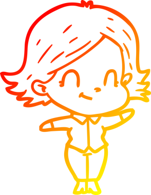 Karikatür dostu bir kızın orjinal sıcak çizgi çizimi