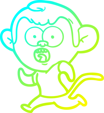 Koşan bir maymunun orjinal soğuk eğimli çizgi çizimi