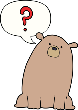 orijinal çizgi film meraklı ayı konuşma baloncuğu ile