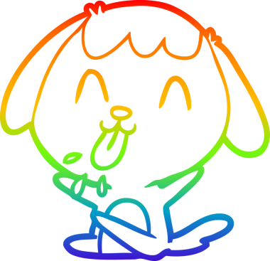 Orijinal gökkuşağı gradyan çizimi şirin bir çizgi köpek çizimi