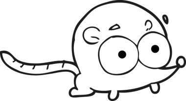 orijinal freehand çizilmiş siyah beyaz çizgi film faresi