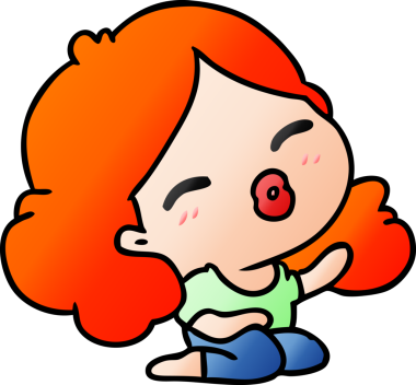 Orijinal el yazısıyla çizilmiş tatlı Kawaii kızı çizgi filmi