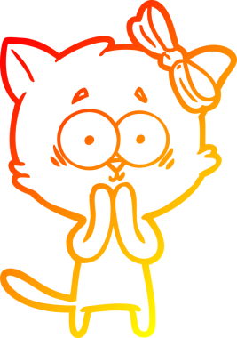 Bir çizgi film kedisinin orjinal sıcak çizgi çizimi