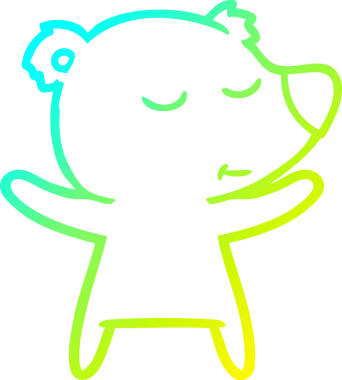 Mutlu bir çizgi film ayısının orijinal soğuk gradyan çizimi