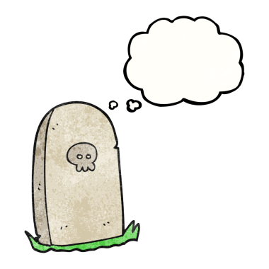 Orijinal serbest çizim düşünce baloncuğu desenli çizgi film mezarı