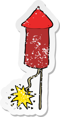 Çizgi film havai fişeğinin orijinal gerilimli çıkartması.