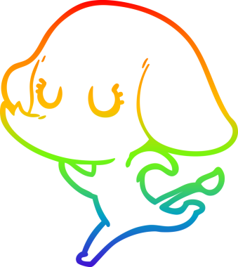 Orijinal gökkuşağı gradyan çizgi çizimi şirin bir filin