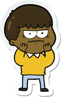 Sinirli bir adamın orijinal çıkartması.