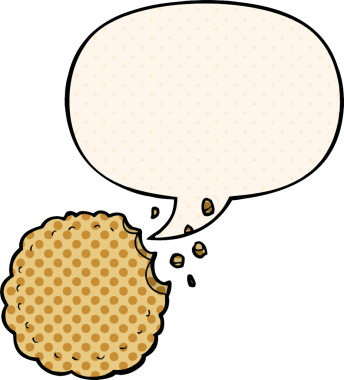 Çizgi roman tarzında konuşma balonu olan orijinal çizgi film kurabiyesi