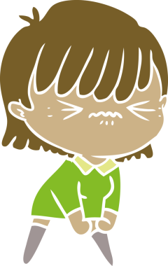 Orijinal, düz renkli çizgi film kızı.