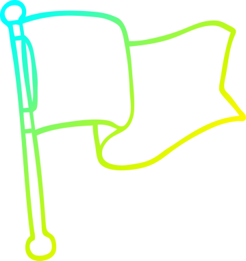 Orijinal soğuk eğimli çizgi film beyaz bayrak sallıyor.