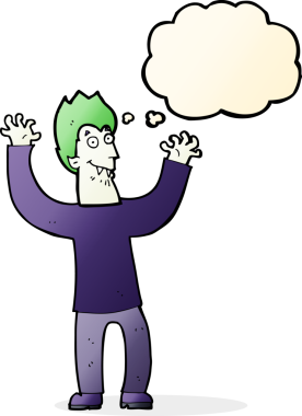 Düşünce balonlu orijinal cadılar bayramı vampiri.