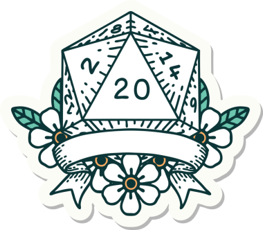 Orijinal çıkartma. 20 kritik vuruş D20 zar atıldı.