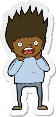 Panikleyen bir çizgi film karakterinin orijinal çıkartması.