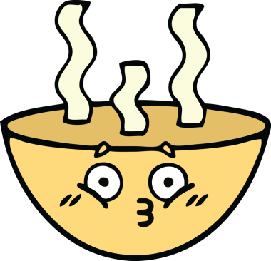 Bir kase sıcak çorbanın orijinal çizgi filmi.