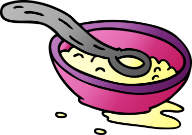 Orijinal el çizimi bir mısır gevreği kasesi karalaması.