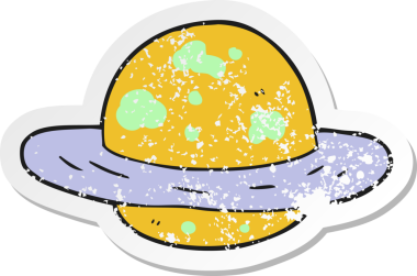 Çizgi film gezegeninin orijinal gerilmiş çıkartması.