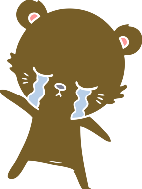 Orijinal ağlayan düz renkli çizgi film ayısı