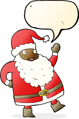 Orijinal el sallayan Noel Baba çizgi filmi konuşma balonuyla