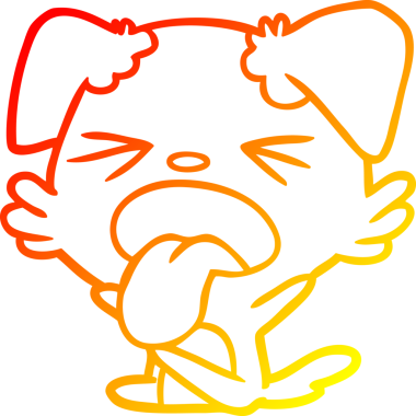 Sinir krizi geçiren bir köpeğin orjinal sıcak çizgi çizimi