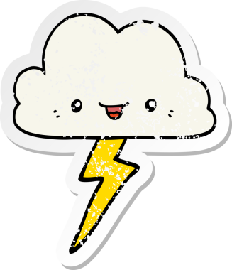 Bir karikatür fırtına bulutunun orijinal sıkıntılı çıkartması