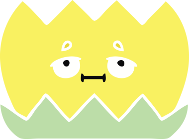 Bir nilüfer çiçeğinin orijinal düz renkli retro karikatürü