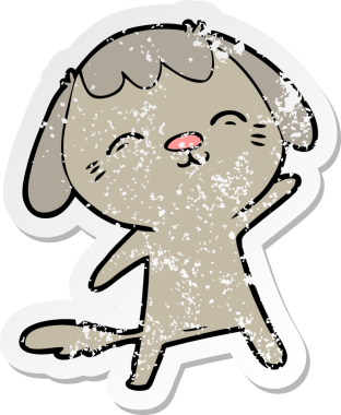 Mutlu bir karikatür köpeğinin orijinal üzgün çıkartması.