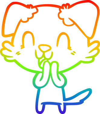 Gülen çizgi film köpeğinin orijinal gökkuşağı gradyan çizimi