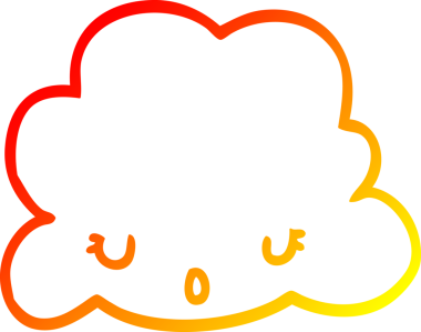 Sevimli bir karikatür bulutunun orjinal sıcak çizgi çizimi