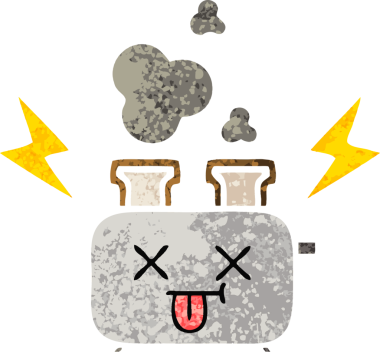 Orijinal retro illüstrasyon tarzı bir tost makinesi karikatürü