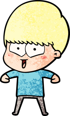 Orijinal çizgi film mutlu çocuk.