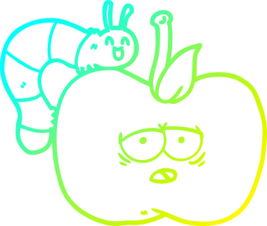 Bir elma ve böceğin orijinal soğuk gradyan çizimi