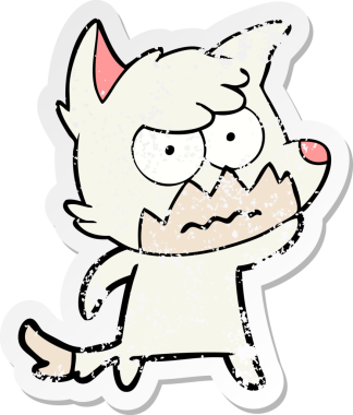 Sinirli tilki çizgi filminin orijinal sıkıntılı çıkartması.