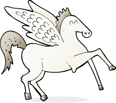 Bir insan tarafından çizilmiş orijinal Pegasus çizgi filmi.