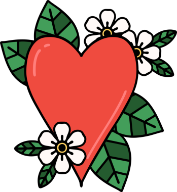 Botanik kalp şeklinde orijinal dövme.