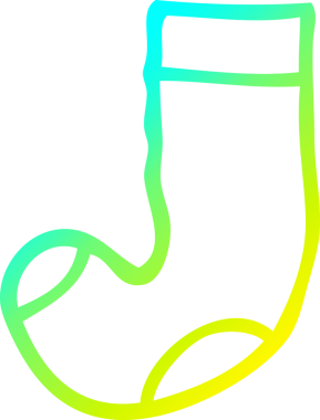 Eski bir çorabın orijinal soğuk çizgi çizimi.