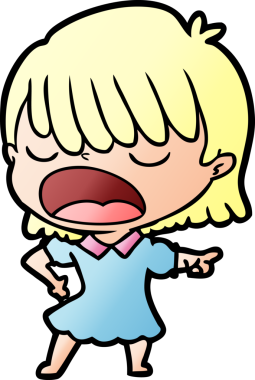 Orijinal çizgi film kadını yüksek sesle konuşuyor.